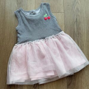 Gerber Baby pink Tutu Tulle, black and white Cherry Striped Dress